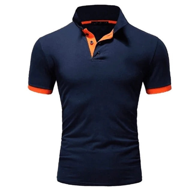 Herenpolo met uniek patchwork design, stijlvol en modieus voor zomerse casual outfits.