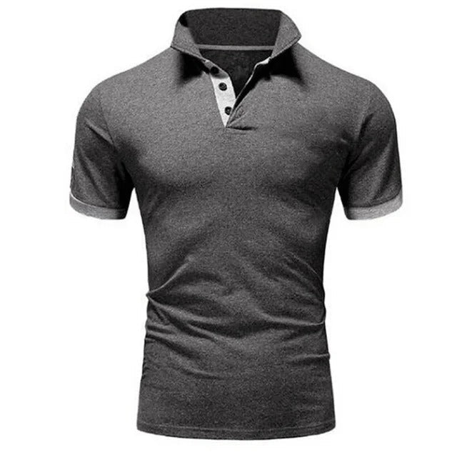 Slim fit herenpolo met patchwork design, ideaal voor een casual, stijlvolle look in de zomer.
