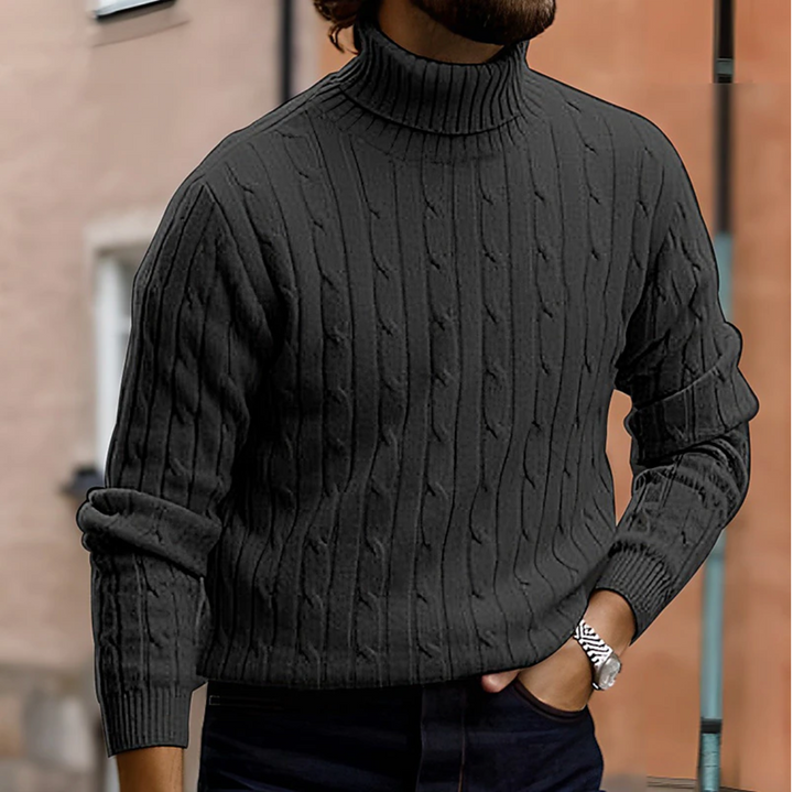 Elegante Ashton heren coltrui met kabelpatroon, tijdloos design. Perfect voor een warme winterlook.