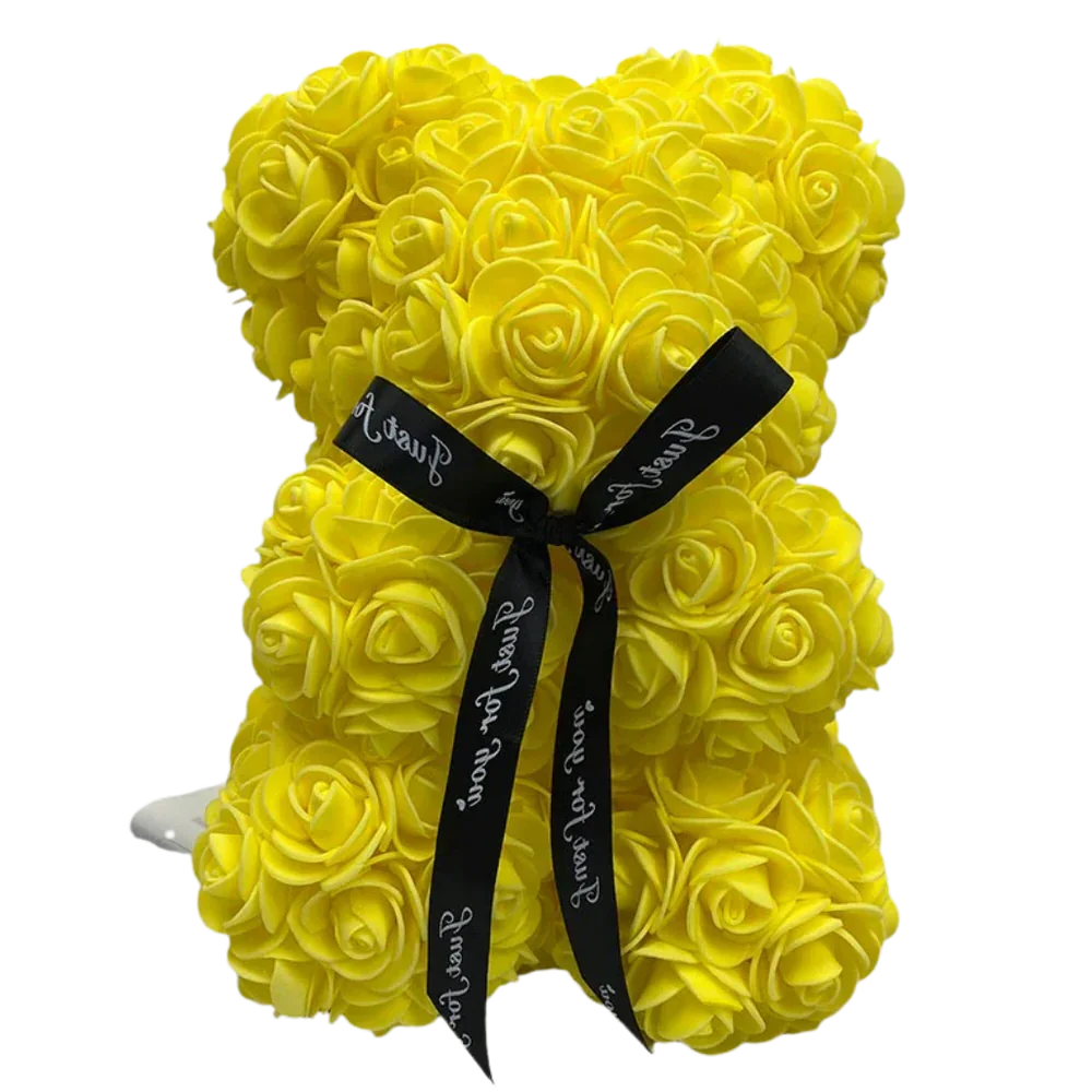 Decoratieve rozen teddybeer, een veelzijdige knuffel en uniek cadeau met bloemen.