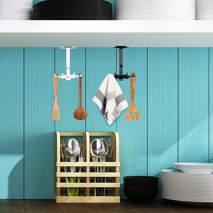 Zwart keuken opbergrek met 6 haken, ideaal voor het ophangen van keukengerei en accessoires, efficiënte opslag.