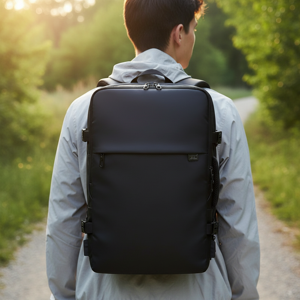 Uitbreidbare TravelX laptoprugzak, ideaal als reisrugzak of handbagage. Ruim en comfortabel voor al je spullen.
