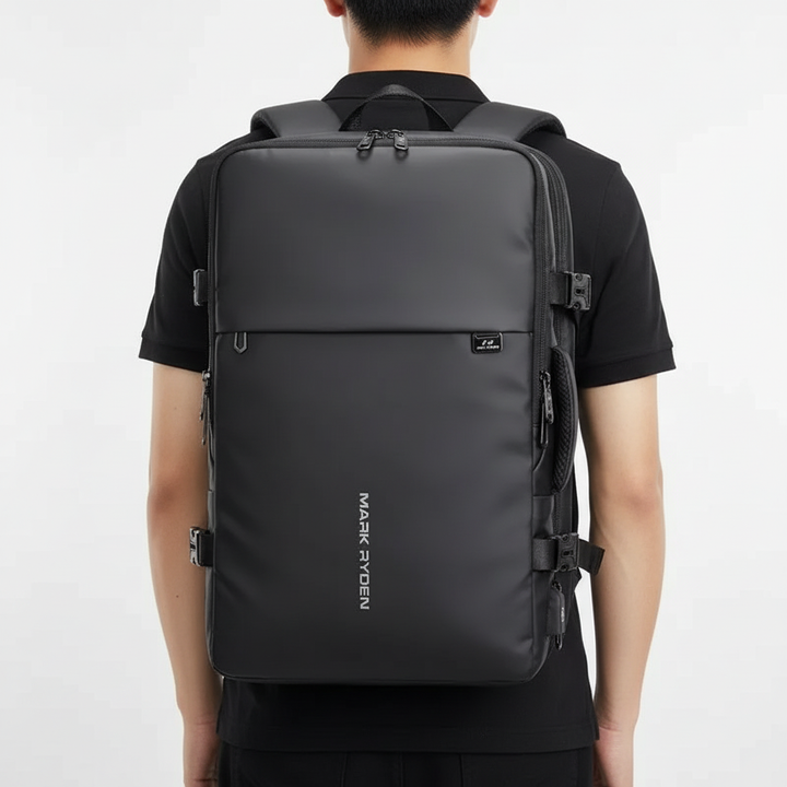 Compacte uitbreidbare rugzak voor handbagage, handig voor reizen. Meerdere vakken voor optimale organisatie.