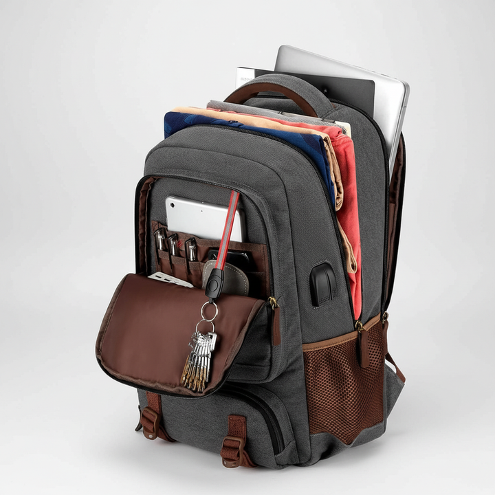 Georganiseerde laptoptas met meerdere vakken voor 15.6 inch laptop en accessoires, perfect voor pendelen.