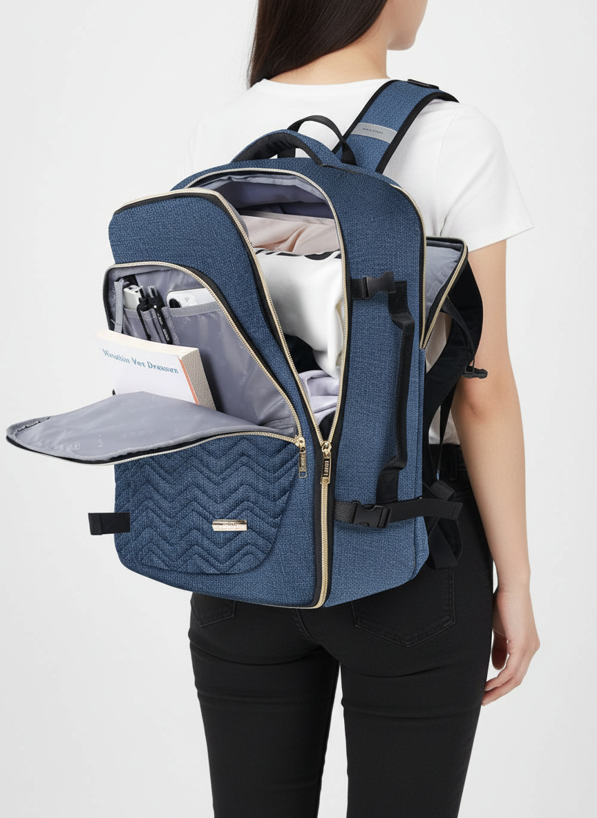 Waterbestendige 40L laptopreisrugzak voor heren/dames. Perfect als handbagage met organizer.