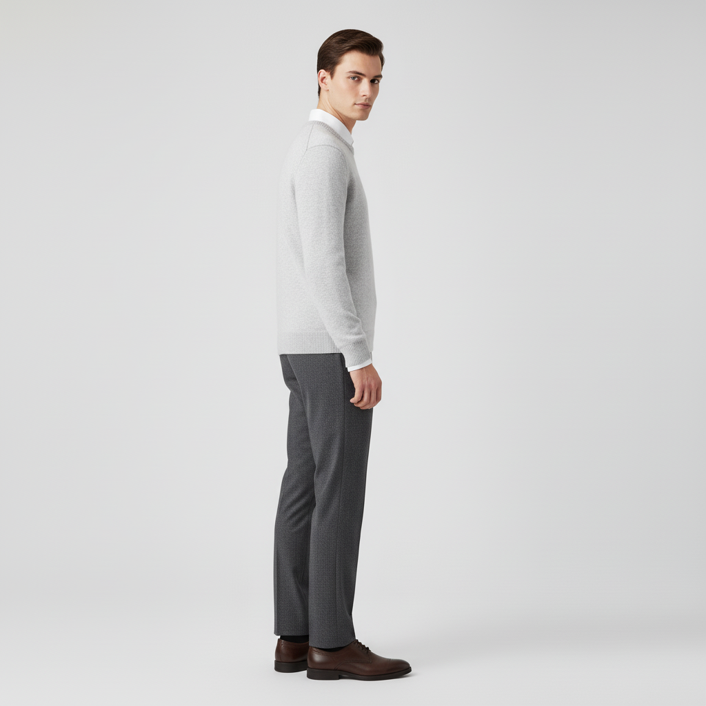 Klassieke heren trui met ronde hals, tijdloos design voor herenmode.