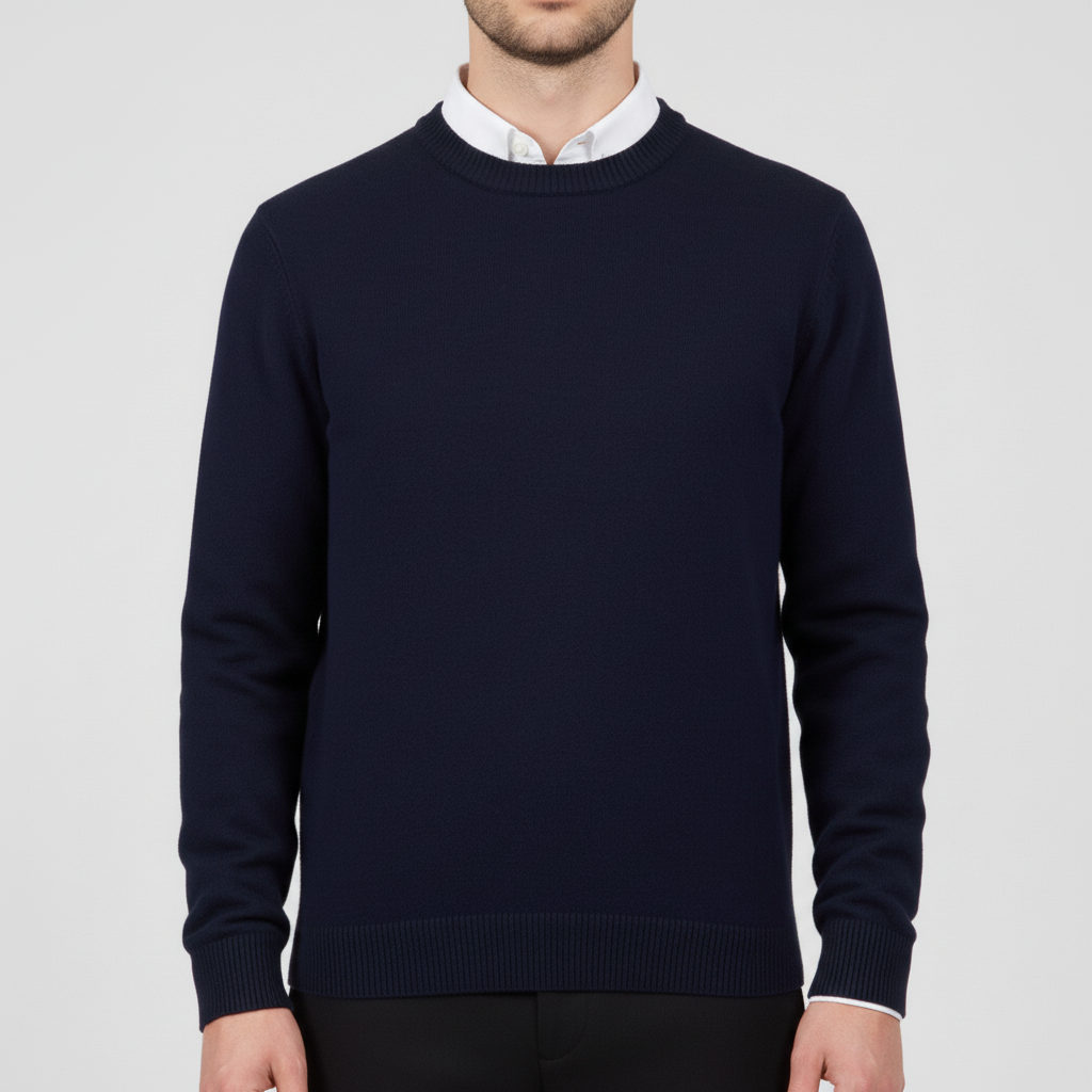 Casual chic heren trui met ronde hals, voor een relaxte maar stijlvolle look.