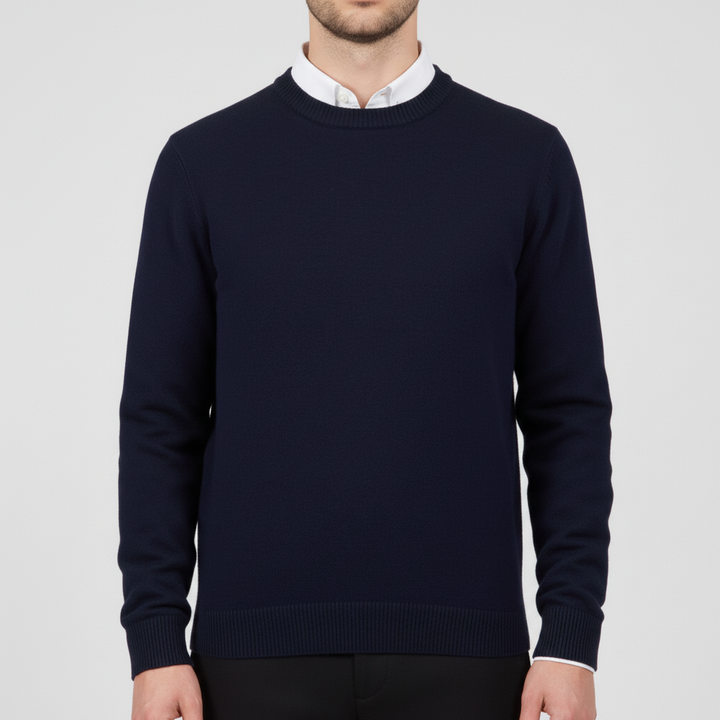 Casual chic heren trui met ronde hals, voor een relaxte maar stijlvolle look.