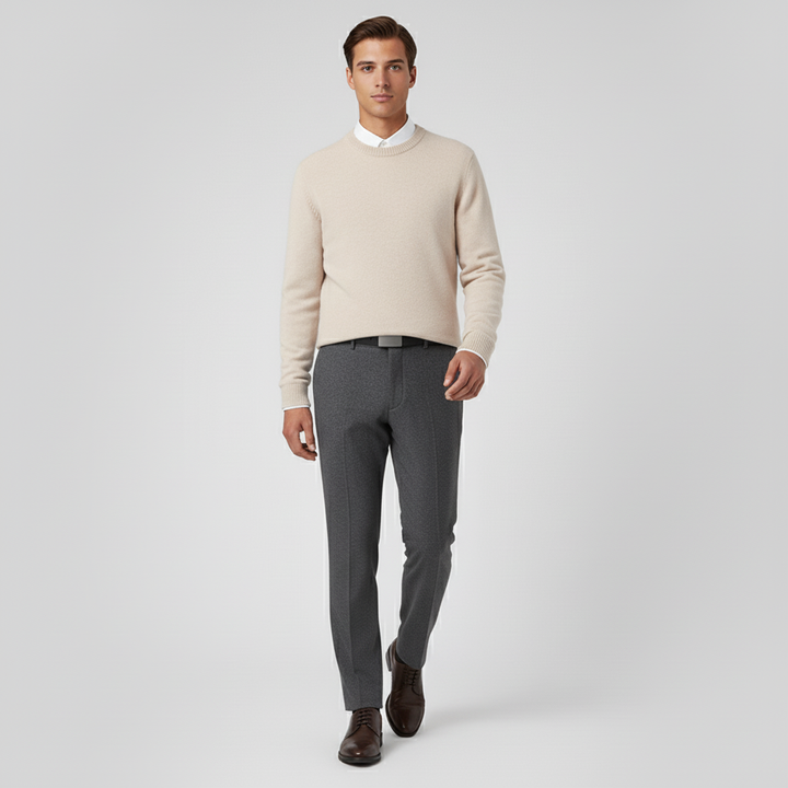 Casual heren trui met ronde hals, veelzijdig voor moderne herenmode outfits.