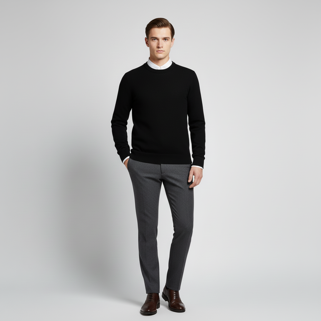 Essentiële basis heren trui met ronde hals, een must-have voor elke kledingkast.