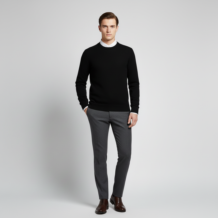 Essentiële basis heren trui met ronde hals, een must-have voor elke kledingkast.