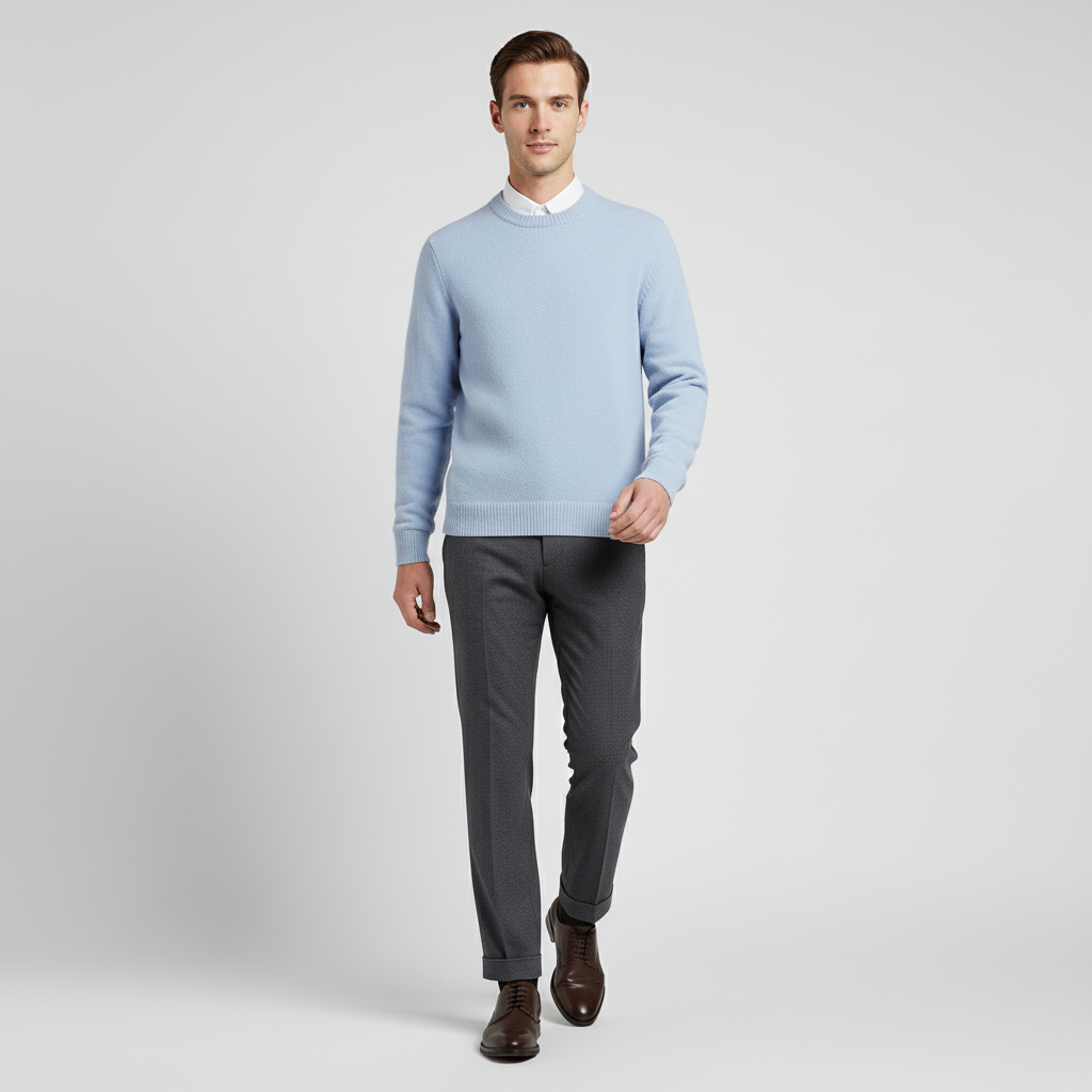 Moderne heren trui met ronde hals, casual en warme winterkleding.