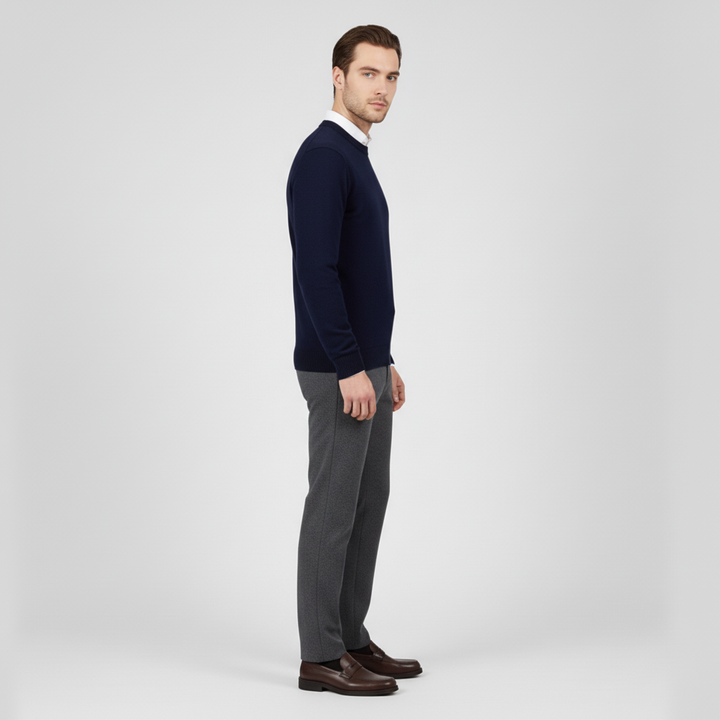 Heren pullover met ronde hals, ontworpen voor comfort en stijl.