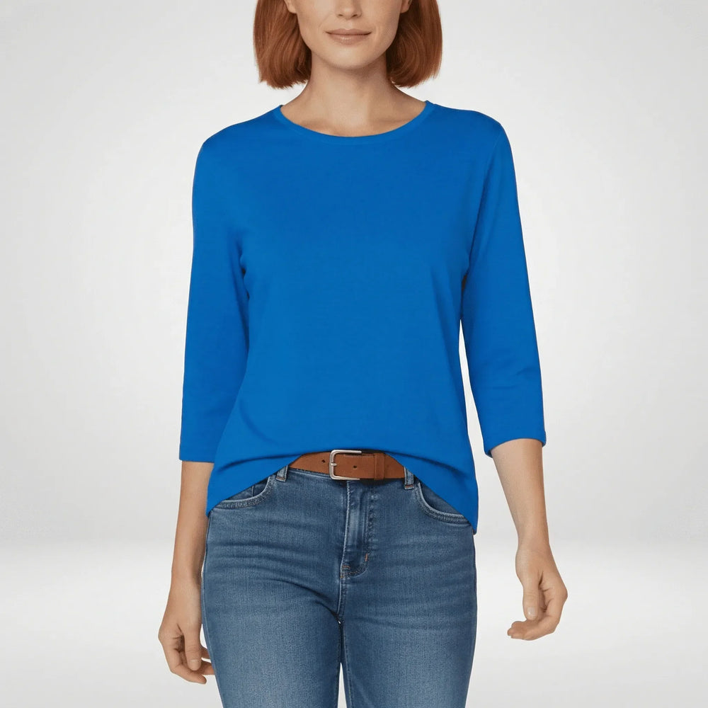 Comfortabel dames t-shirt met 3/4 mouwen en ronde hals, een veelzijdig basisstuk voor elke dag.