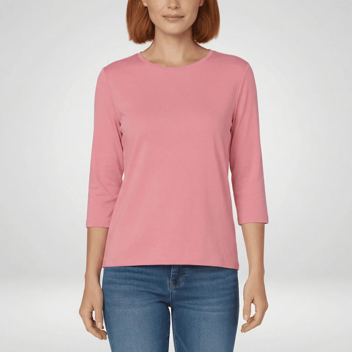 Veelzijdig dames t-shirt met 3/4 mouwen en ronde hals voor dagelijks comfort en stijlvolle looks.