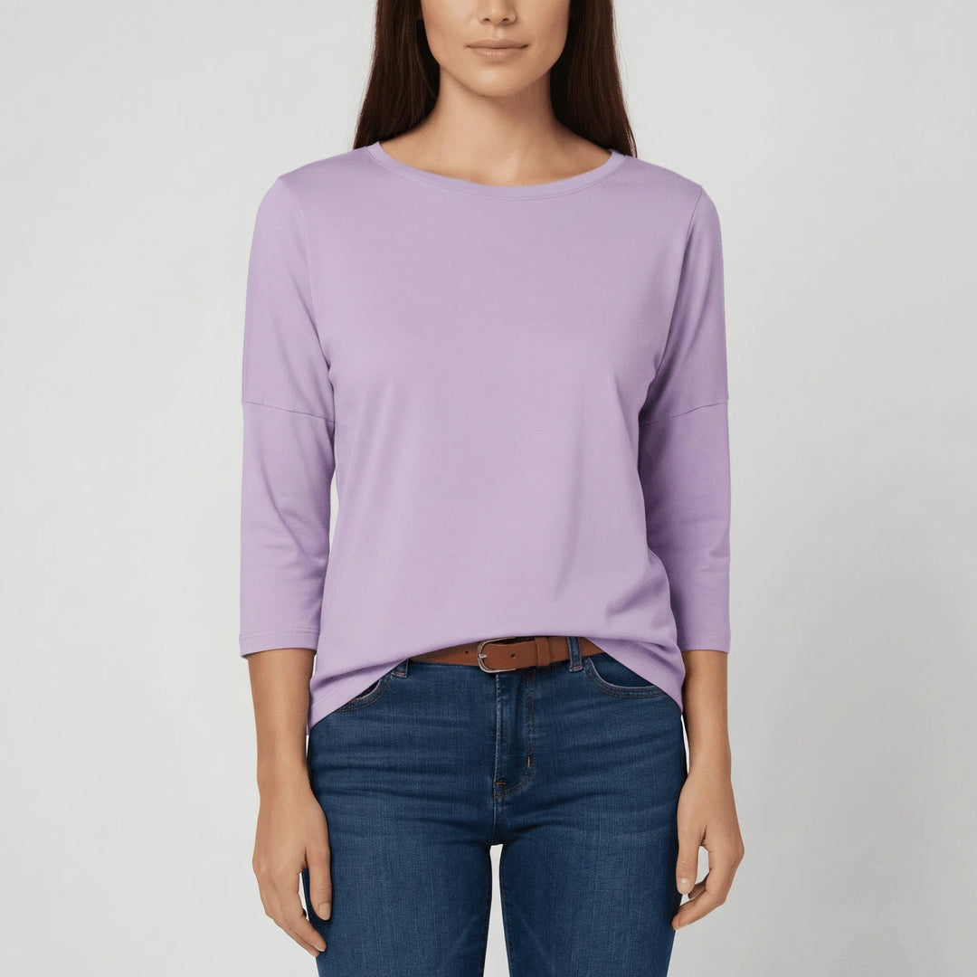 Casual dames t-shirt Alyssa, comfortabel model met ronde hals en 3/4 mouw voor dagelijks gebruik.