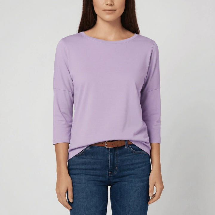 Casual dames t-shirt Alyssa, comfortabel model met ronde hals en 3/4 mouw voor dagelijks gebruik.