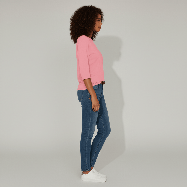 Casual dames T-shirt Alyssa, met effen design, rondhals en driekwartmouwen voor veelzijdigheid.
