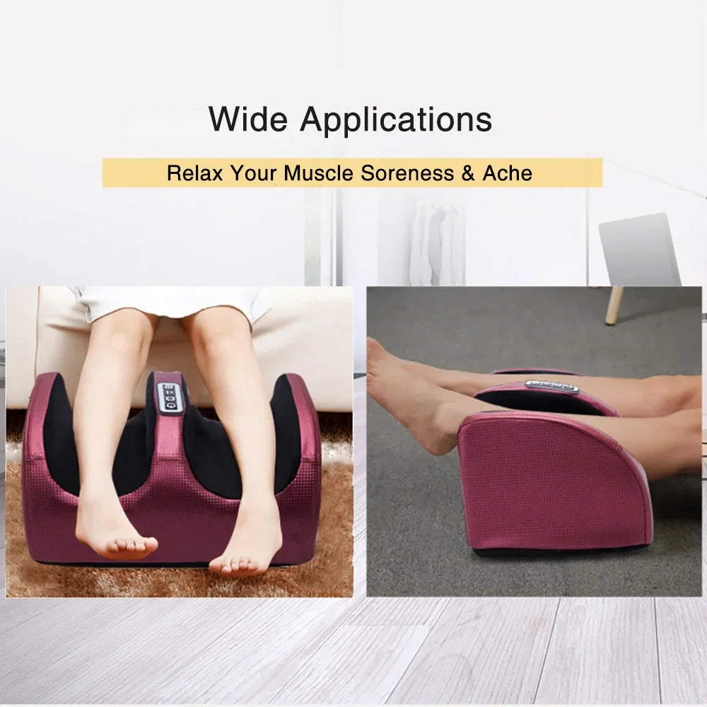 Luxe PU-leer elektrische voetmassager met warme shiatsu massage, ideaal voor ontspanning en pijnverlichting.