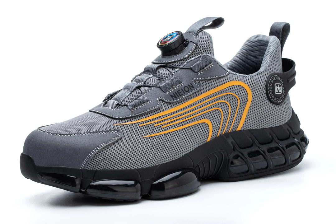 Comfortabele herenschoenen, S1P werkschoenen met handige draaibare gesp; ideaal voor werk.
