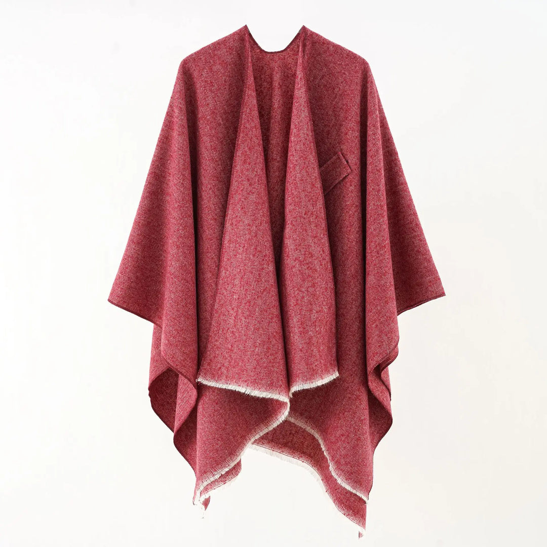 Comfortabele damesponcho, retro stijl, warme kasjmier look, one size.