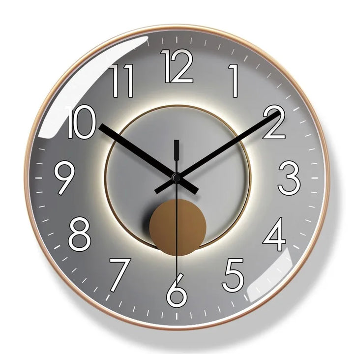 Minimalistische ronde wandklok, tijdloos design voor een rustige sfeer en duidelijk tijdsaanduiding.