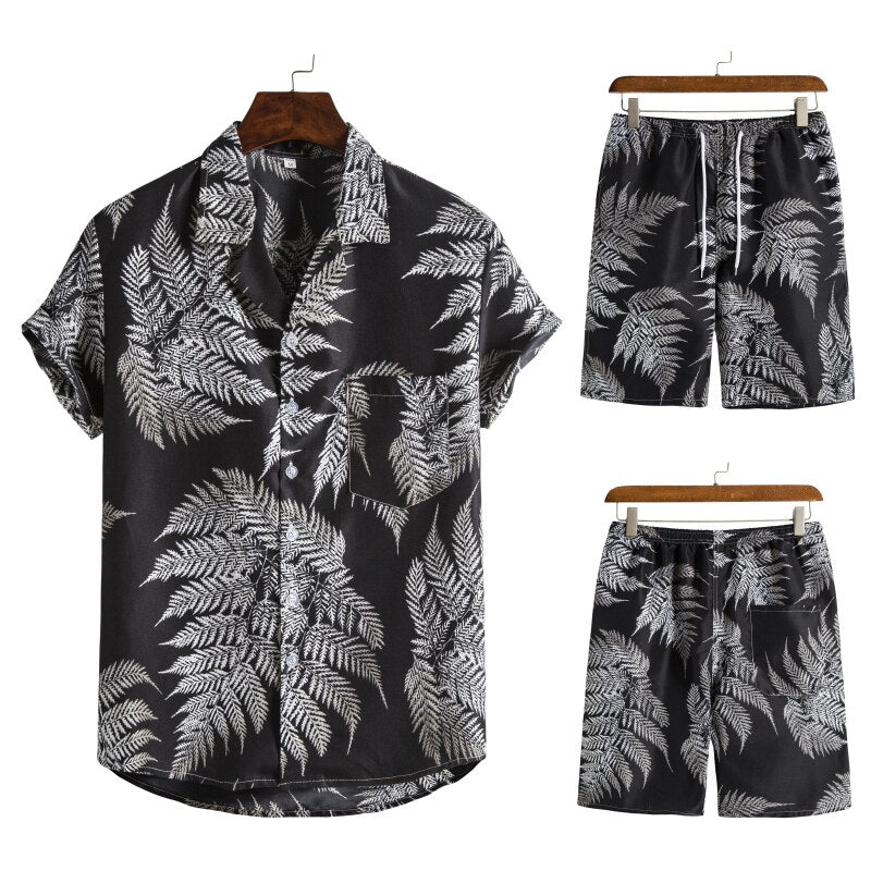 Ultieme heren Hawaï set voor de zomer, perfecte combo van shirt en korte broek voor festival vibes.