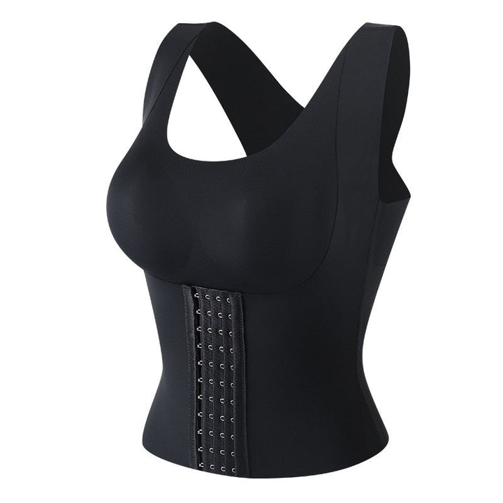 Dames naadloze 3-in-1 waist trainer BH voor slank figuur. Corrigerend ondergoed met push-up effect en comfort.