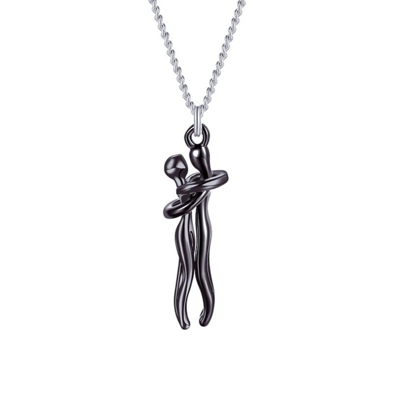 Symbool van liefde: goudkleurige Omhelzing hanger ketting, unisex RVS sieraad voor elke gelegenheid.