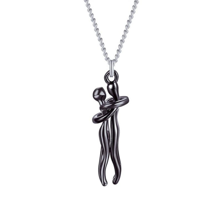 Symbool van liefde: goudkleurige Omhelzing hanger ketting, unisex RVS sieraad voor elke gelegenheid.