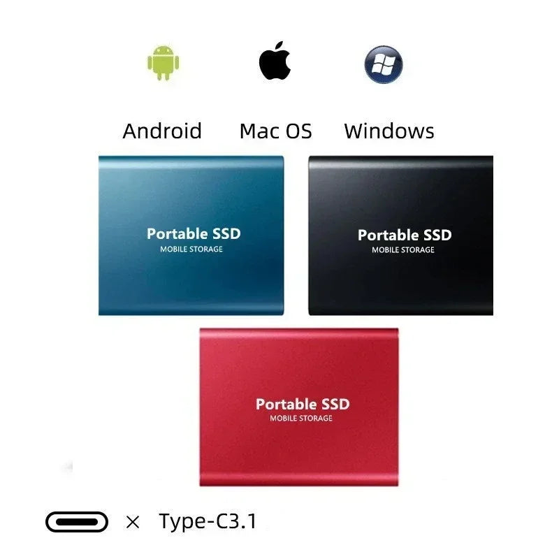 Compacte, draagbare 2TB externe SSD SpeedDrive Pro voor betrouwbare back-up van data.