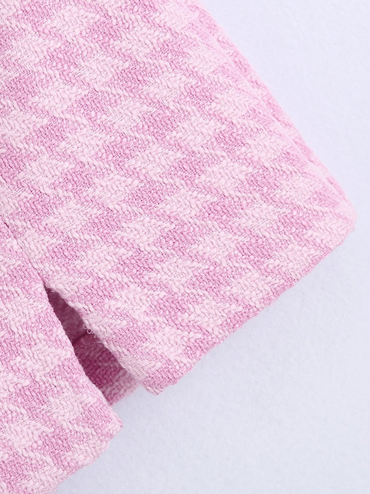 Elegante roze rok van de Isla set, comfortabel en modieus voor dames, met hoge taille.