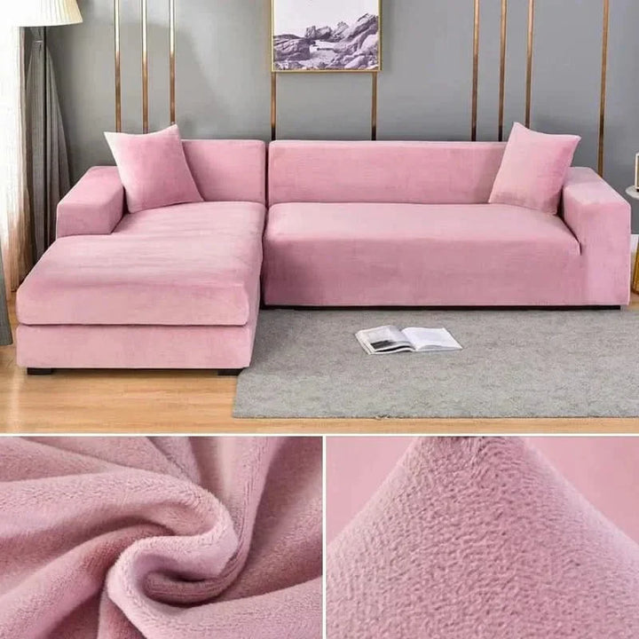 Luxe elastische velours sofahoes voor bankbescherming in de woonkamer.