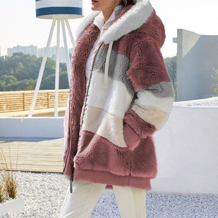 Comfortabel dames pluche vest met capuchon, perfect voor de winter.