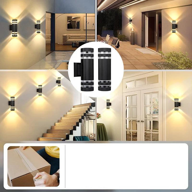 Sfeervolle LED tuinverlichting: moderne up & down wandlamp, ideaal voor gevel, entree of balkon.