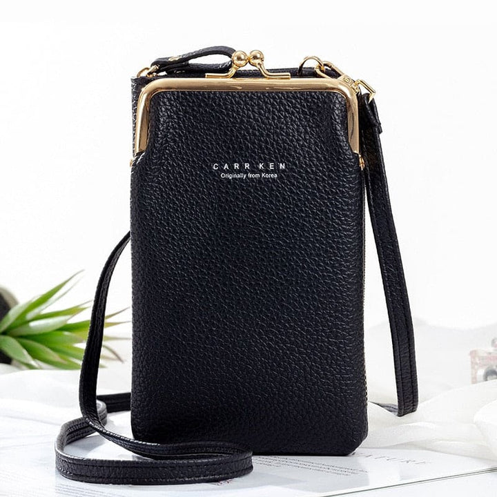 Stijlvol en compact dames telefoontasje, draagbaar als crossbodytas. Ruim en comfortabel.