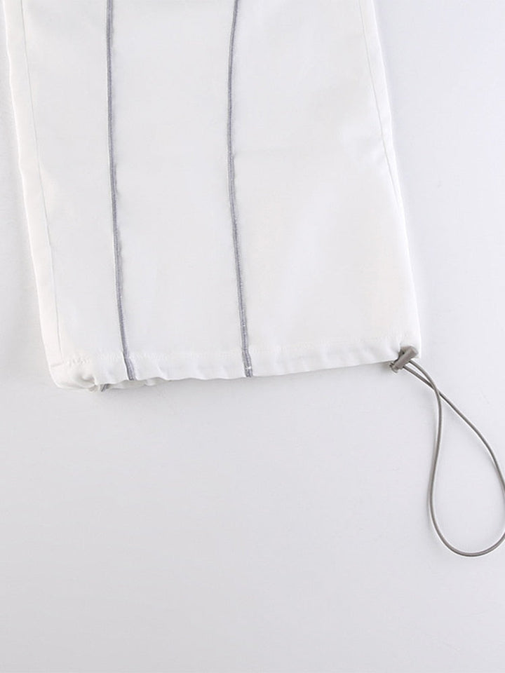 Trendy witte dames baggy broek streetwear, de ideale casual kleding voor comfort.