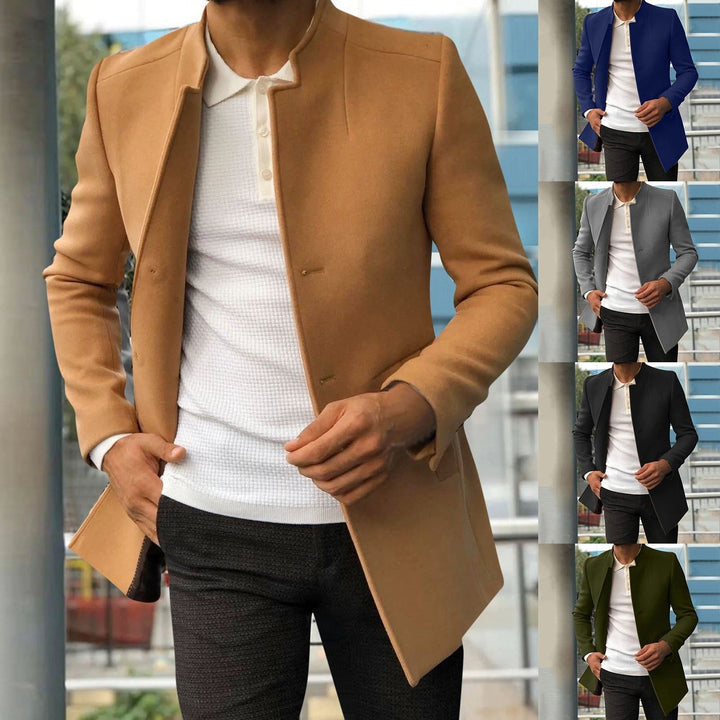 Elegante Lazaro heren tweed herfstjas. Tijdloze, getailleerde bovenkleding voor een stijlvolle zakelijke of casual look.