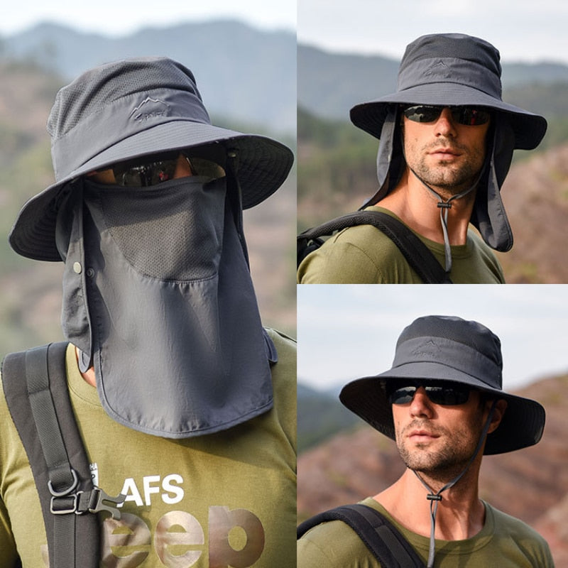 Unisex visserspet met complete nek- en gezichtsbescherming, ideaal voor outdoor avonturen en UV-bescherming.