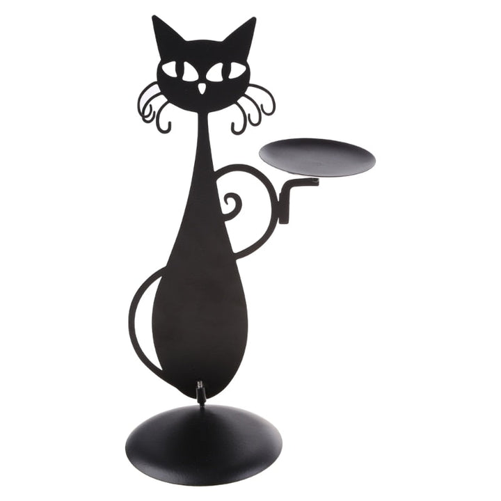 Mystieke zwarte kat kaarsenhouder, een unieke toevoeging aan je interieur collectie.