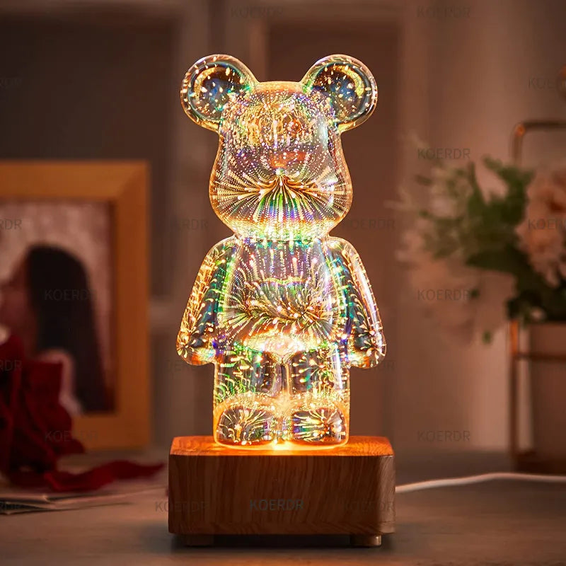 Sfeerlamp StarBear met magische 3D vuurwerk projectie, creëert unieke led verlichting voor thuis.