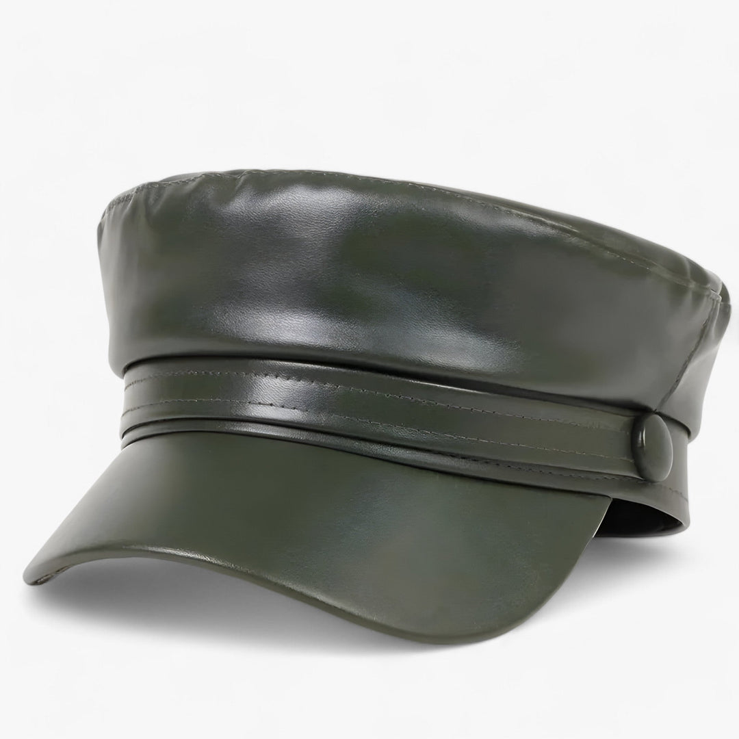 Trendy dames pet van hoogwaardig PU-leer, achthoekig model, perfect als mode-accessoire.