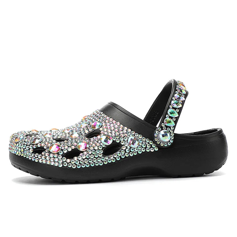 Modieuze dames slippers met glitter kristallen, antislip zool, ideaal voor zomerse dagen en elegant draagcomfort.