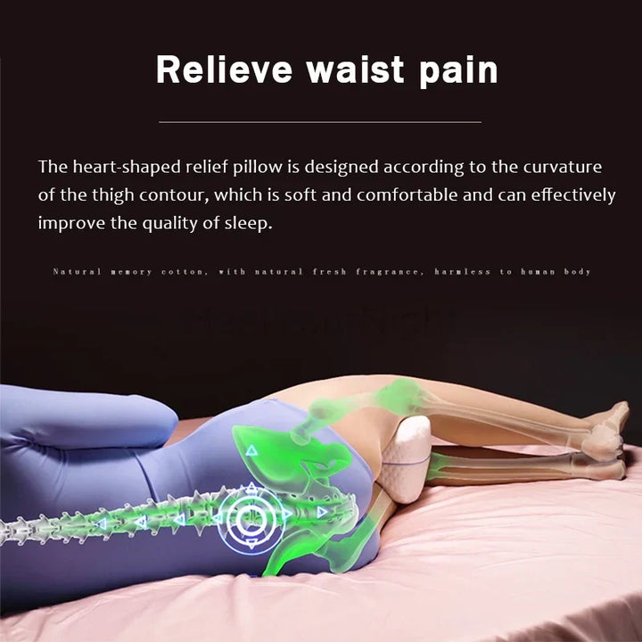 Zijslaper met ComfortFoam orthopedisch beenkussen tussen de knieën, voor optimale rug-, heupuitlijning en pijnverlichting.