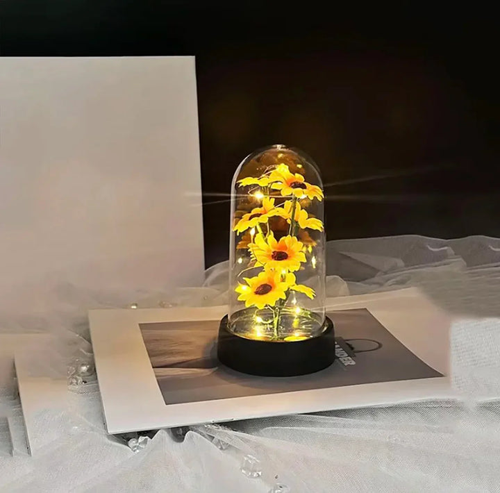 Levendige zonnebloem cadeau set van duurzaam materiaal, ideaal als bloemen interieur decoratie.
