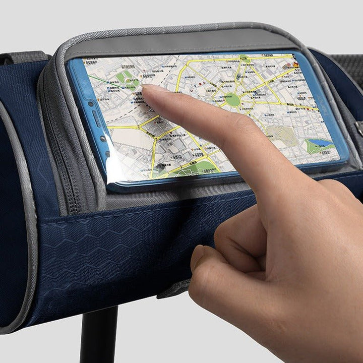 Handige fietstas met ruimte voor telefoon & essentials; perfecte fietsopslag voor navigatie en comfort op de fiets.