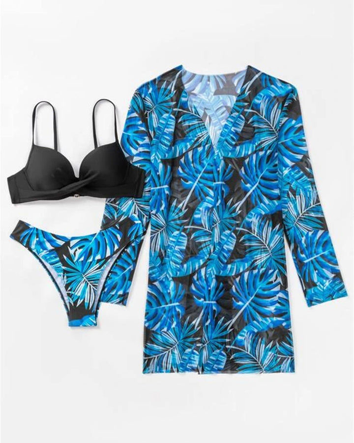 Trendy dames zwemset, inclusief bikini en lichte cover-up voor overdag.