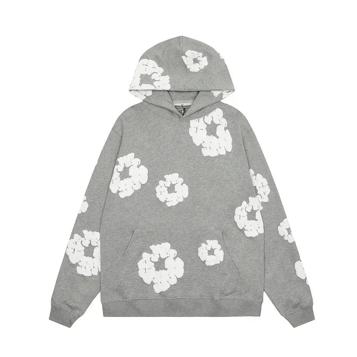 Trendy dames hoodie met bloemenpatroon, perfect voor dagelijkse kleding en ontspannen fit. Geschikt voor lente/herfst.