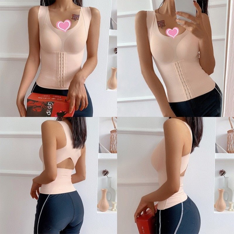 Dames bodyformer met rugondersteuning en push-up BH. Naadloze 3-in-1 shapewear voor een elegant figuur.