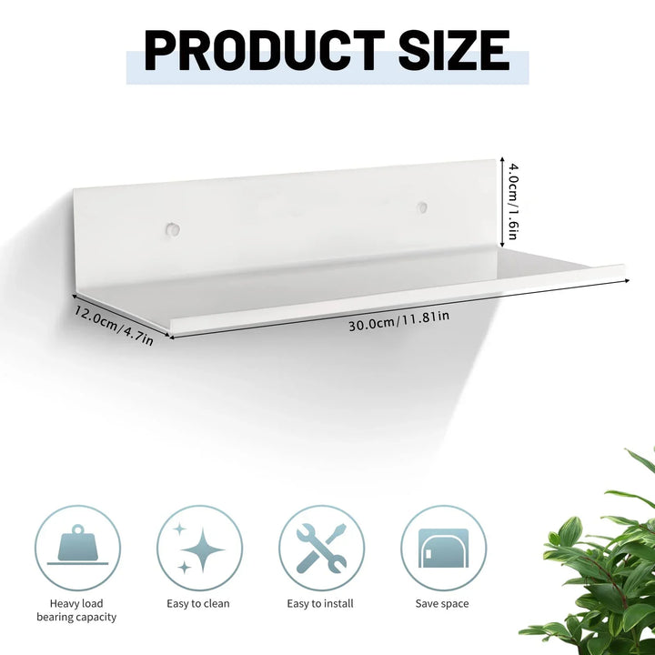 Zwarte metalen zweefplank 30 cm voor de badkamer. Waterbestendig en robuust, voor een opgeruimd geheel.